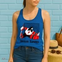 Jesus Saves Jesus Saved Hockey Funny Gift Women's Tank Top thumb 2