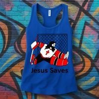 Jesus Saves Jesus Saved Hockey Funny Gift Women's Tank Top thumb 3