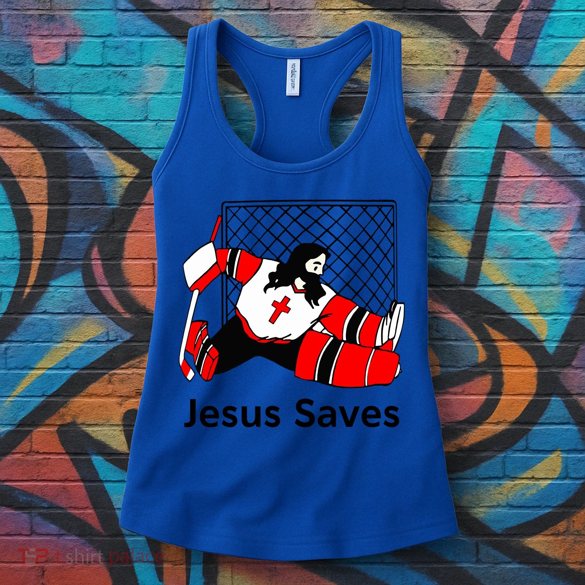 Jesus Saves Jesus Saved Hockey Funny Gift Women's Tank Top