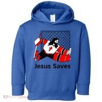 Jesus Saves Jesus Saved Hockey Funny Gift Toddler Hoodie thumb 0