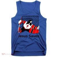 Jesus Saves Jesus Saved Hockey Funny Gift Tank Top thumb 0