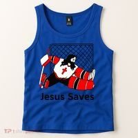 Jesus Saves Jesus Saved Hockey Funny Gift Tank Top thumb 2