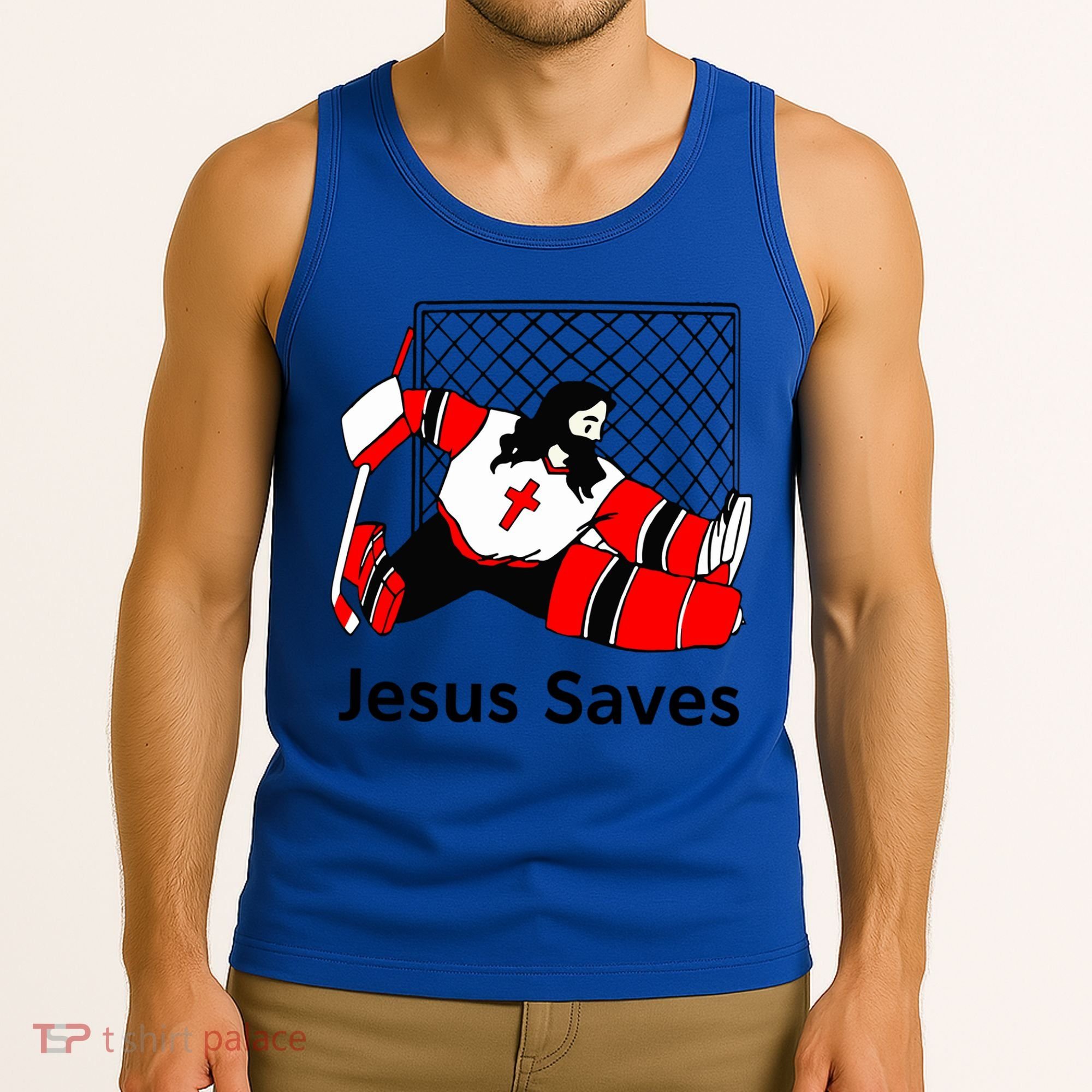 Jesus Saves Jesus Saved Hockey Funny Gift Tank Top