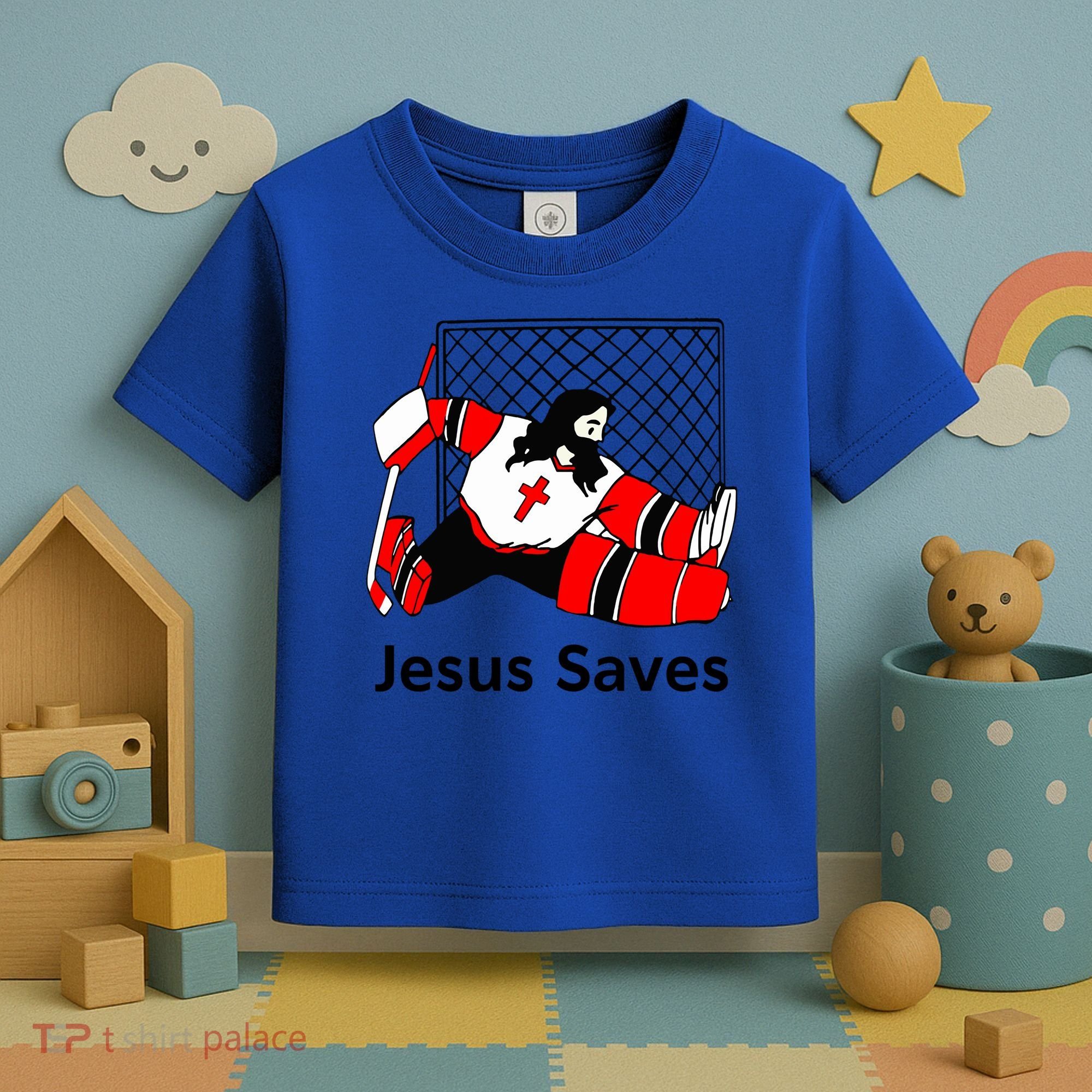 Jesus Saves Jesus Saved Hockey Funny Gift Toddler T-Shirt