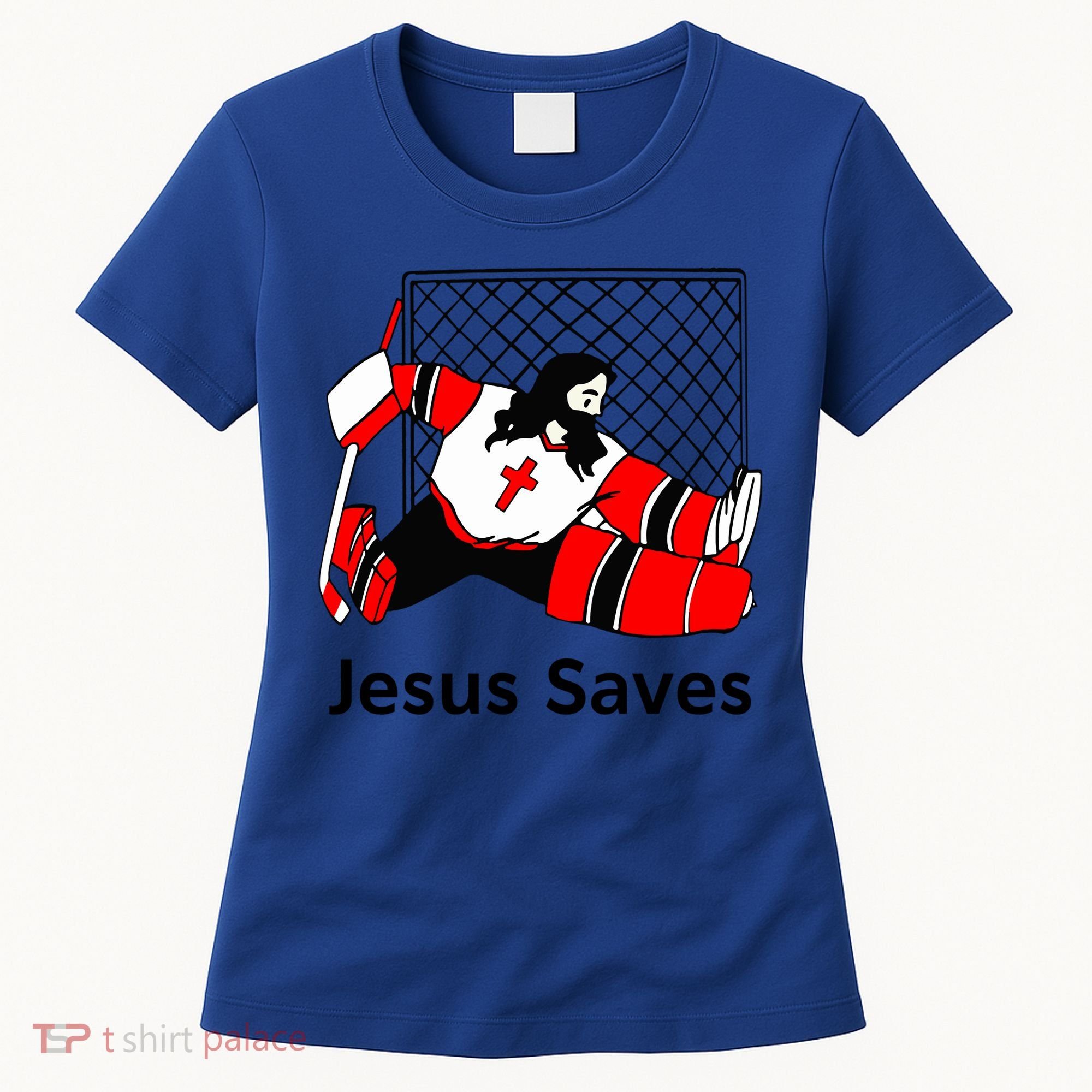 Jesus Saves Jesus Saved Hockey Funny Gift Women's T-Shirt