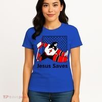 Jesus Saves Jesus Saved Hockey Funny Gift Women's T-Shirt thumb 4