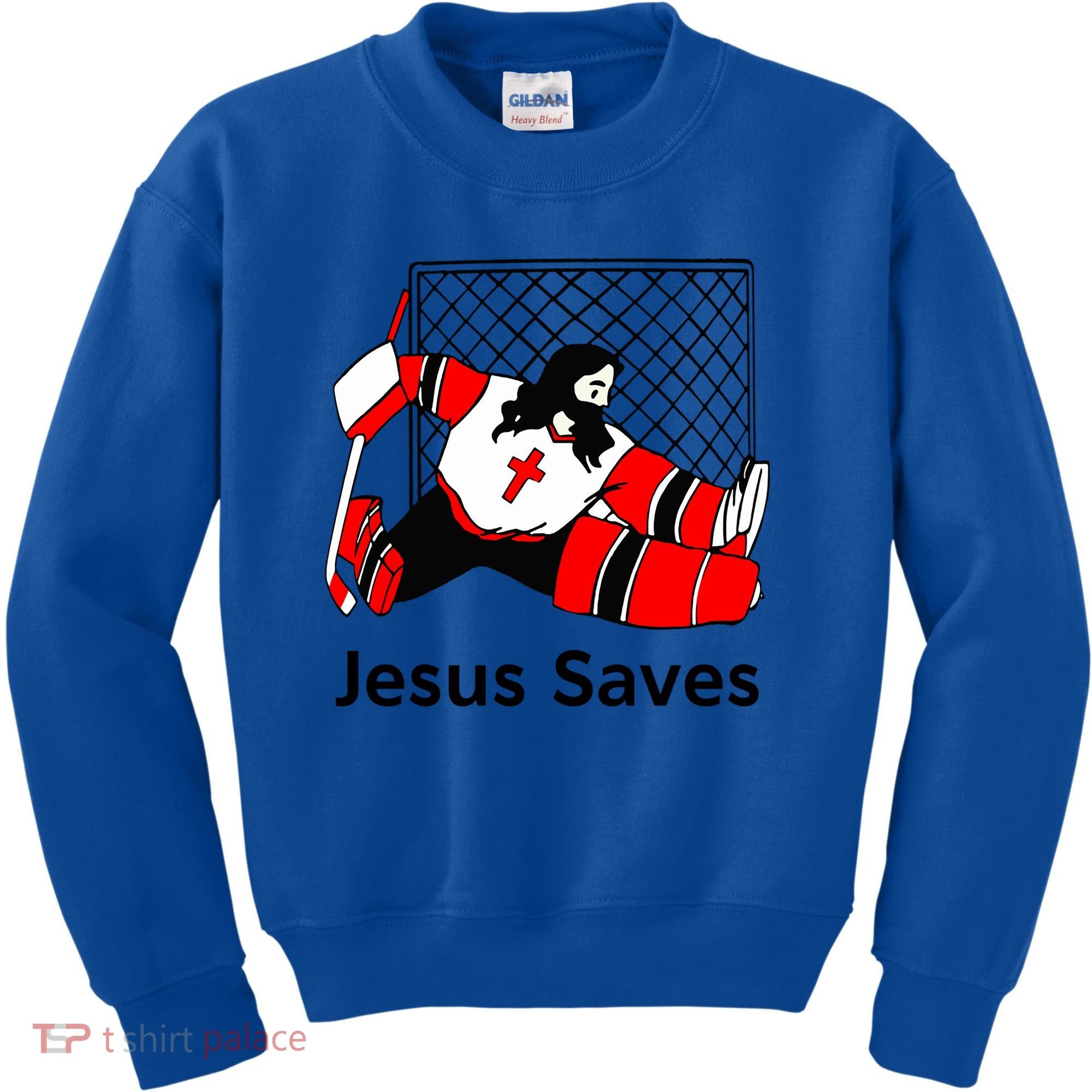 Jesus Saves Jesus Saved Hockey Funny Gift Kids Sweatshirt
