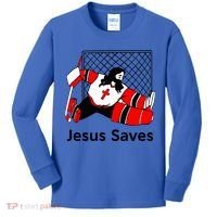 Jesus Saves Jesus Saved Hockey Funny Gift Kids Long Sleeve Shirt thumb 0