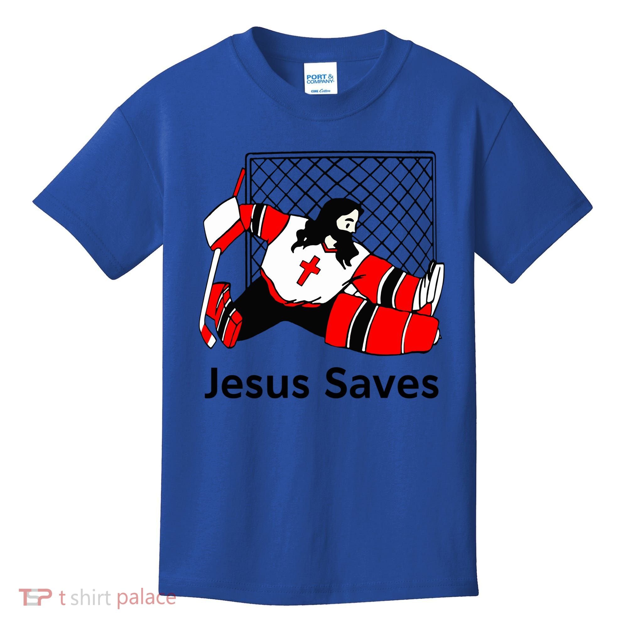 Jesus Saves Jesus Saved Hockey Funny Gift Kids T-Shirt