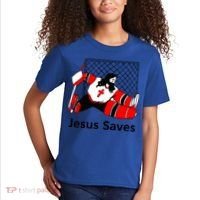 Jesus Saves Jesus Saved Hockey Funny Gift Kids T-Shirt thumb 2