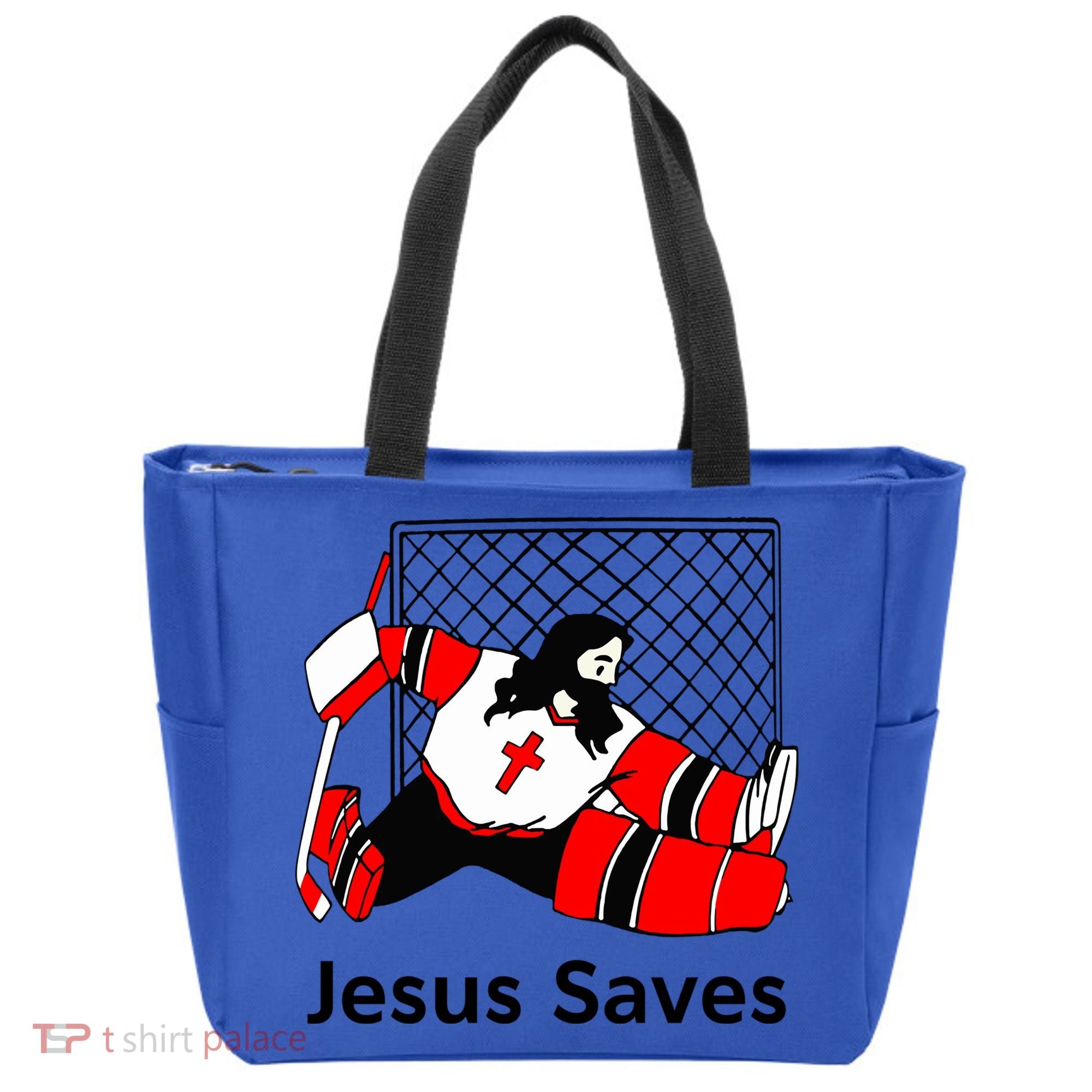 Jesus Saves Jesus Saved Hockey Funny Gift Tote Bag