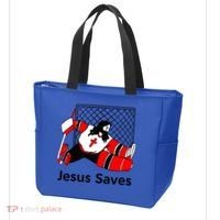 Jesus Saves Jesus Saved Hockey Funny Gift Tote Bag thumb 3