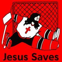 Jesus Saves Jesus Saved Hockey Funny Gift Santa Hat thumb 1