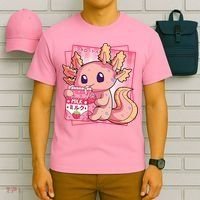 Japanese Style Kawaii Axolotl Strawberry Milk Anime T-Shirt thumb 6