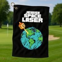 Jewish Space Laser Insane Funny Conspiracy Theory Golf Towel thumb 1