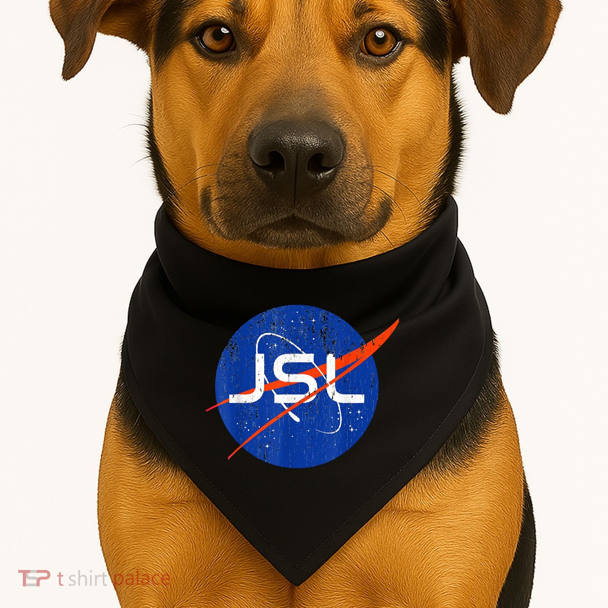 Jewish Space Laser Logo Badge Distressed Funny Meme USA-Made Doggie Bandana