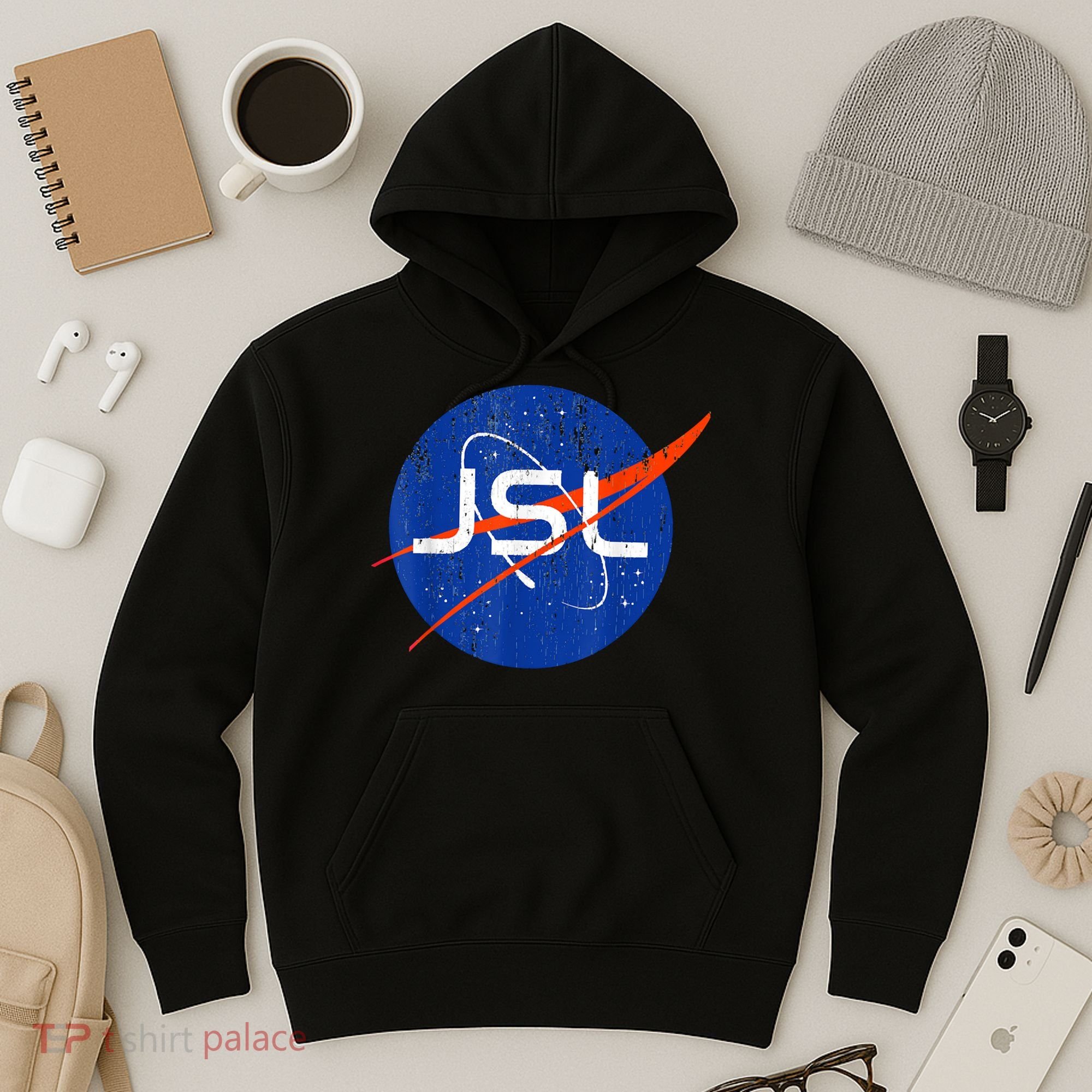 Jewish Space Laser Logo Badge Distressed Funny Meme Hoodie