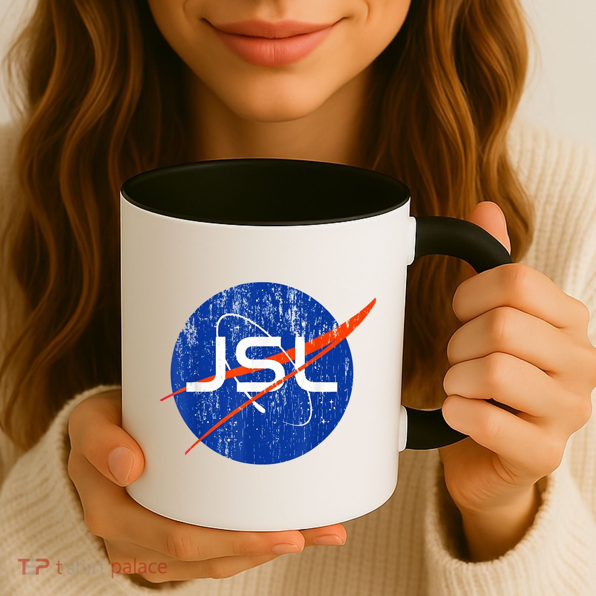 Jewish Space Laser Logo Badge Distressed Funny Meme Coffee Mug