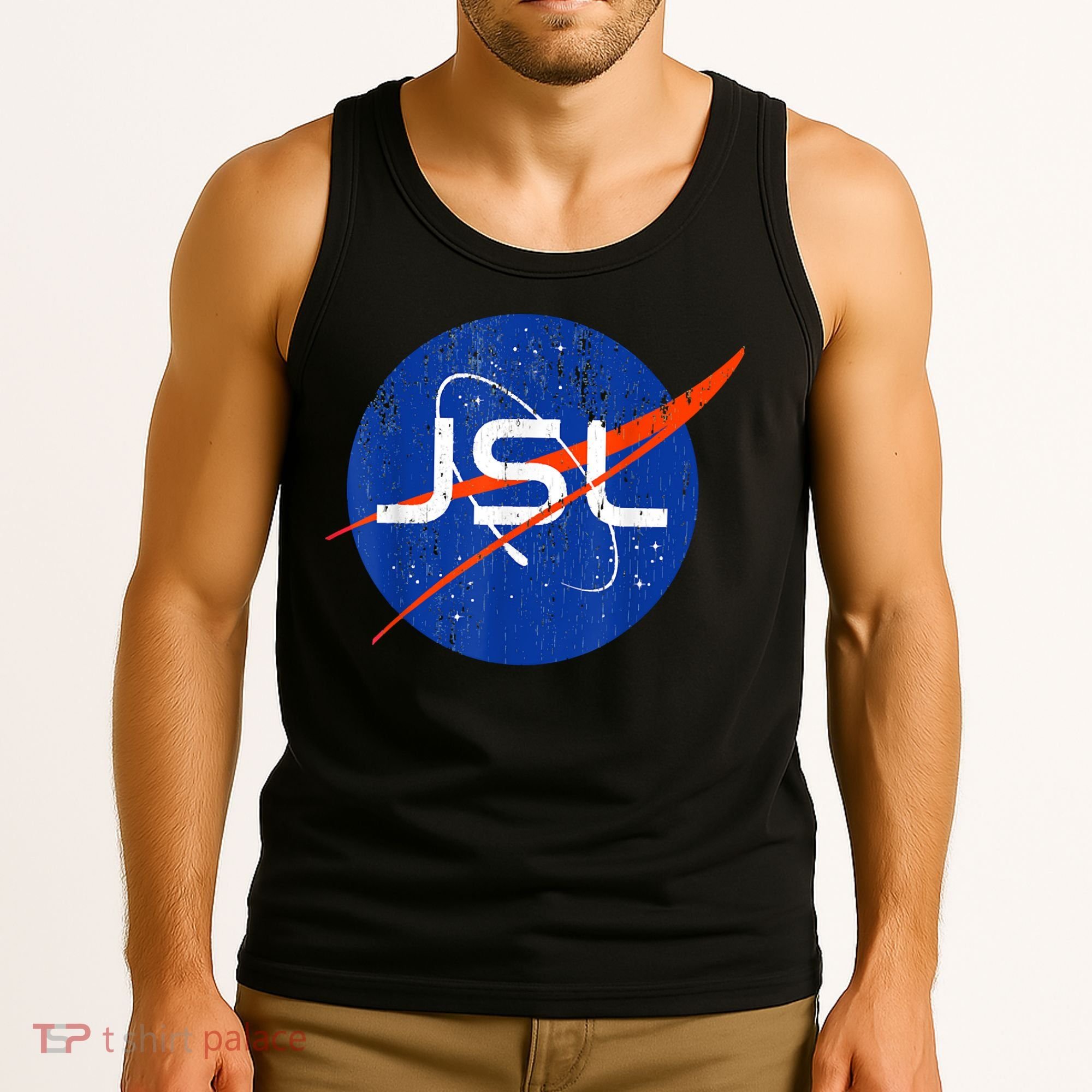 Jewish Space Laser Logo Badge Distressed Funny Meme Tank Top