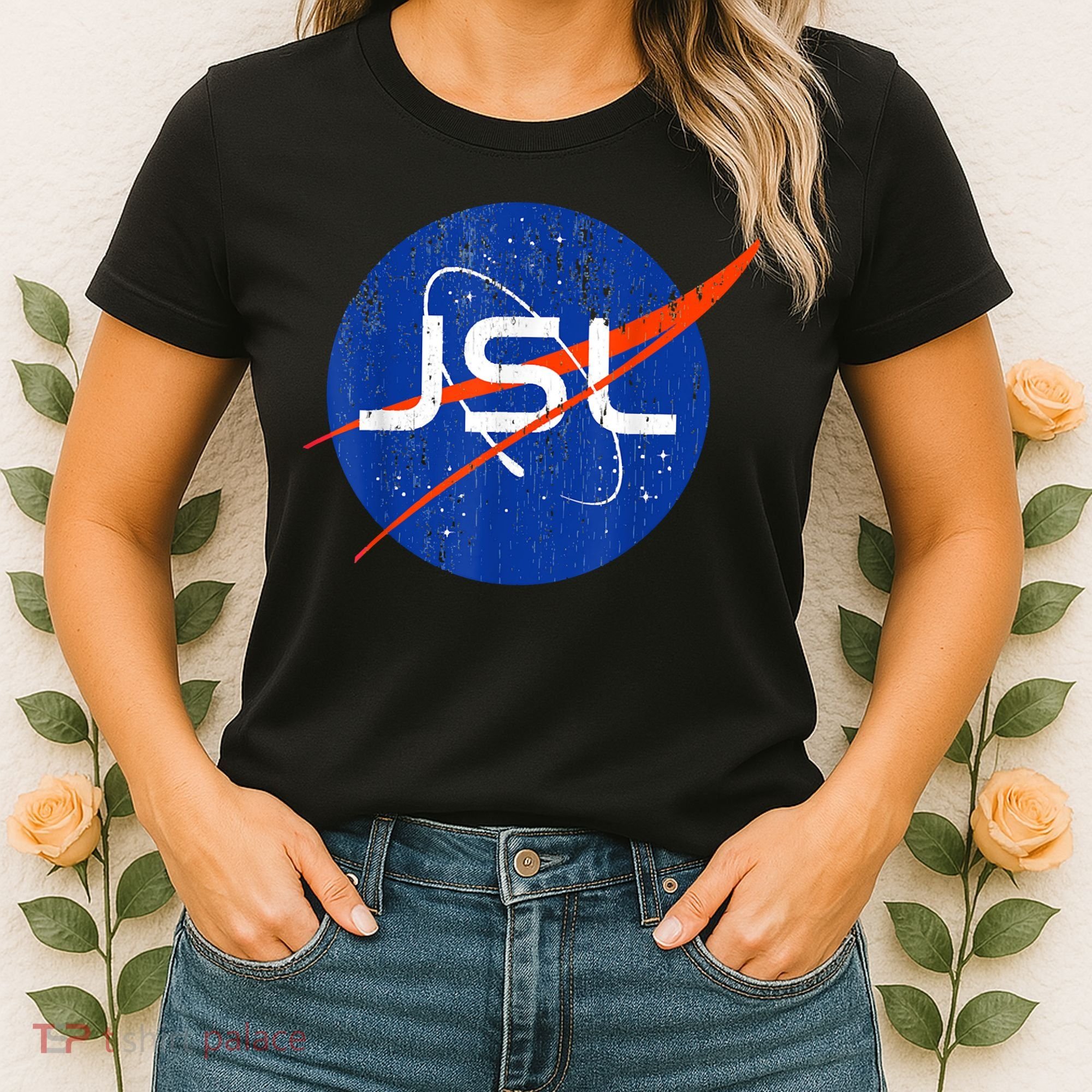 Jewish Space Laser Logo Badge Distressed Funny Meme Women's T-Shirt