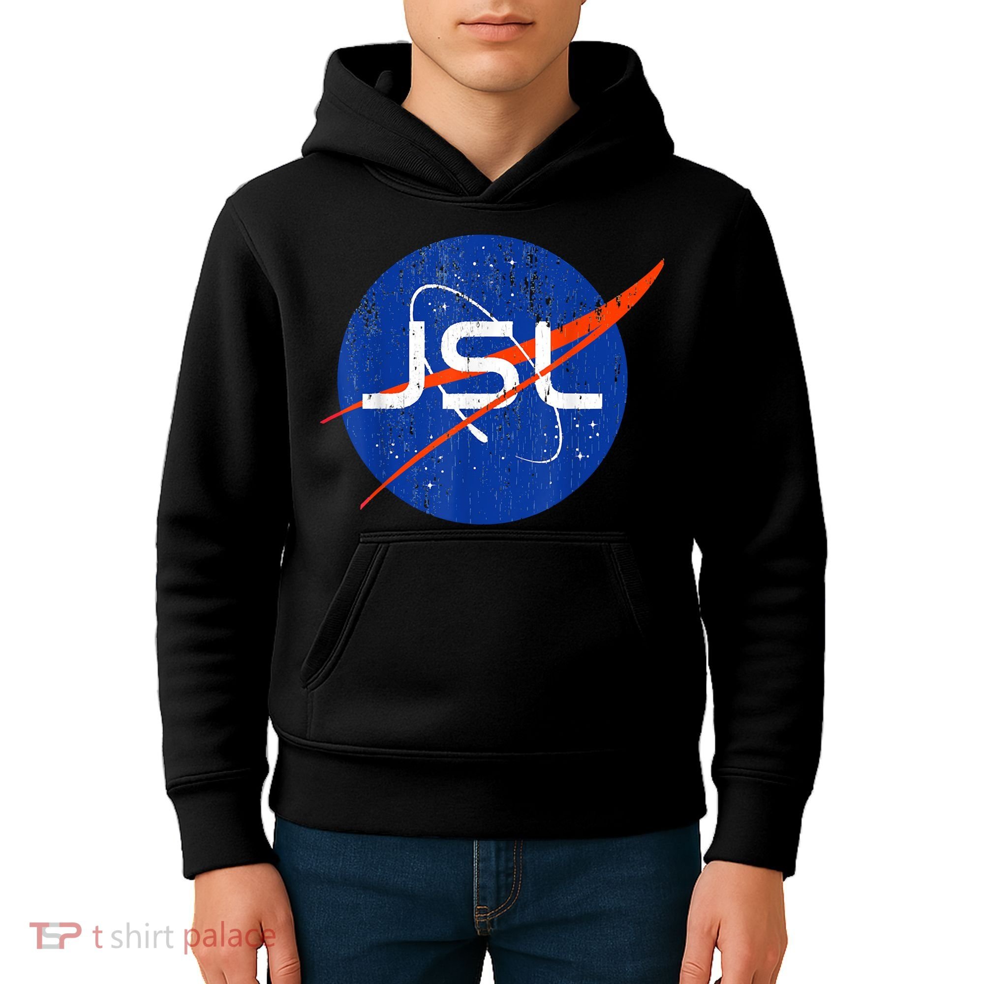 Jewish Space Laser Logo Badge Distressed Funny Meme Kids Hoodie