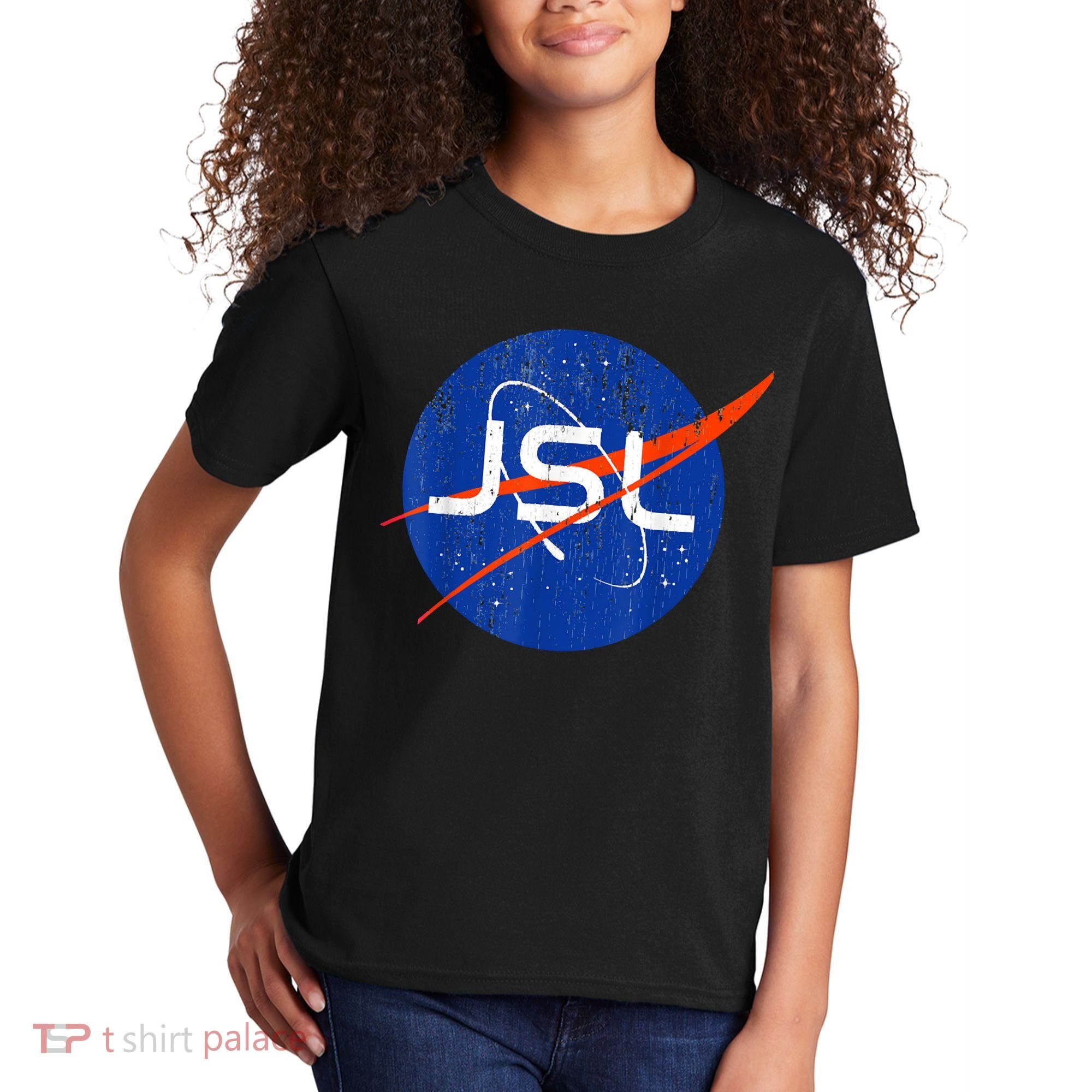 Jewish Space Laser Logo Badge Distressed Funny Meme Kids T-Shirt