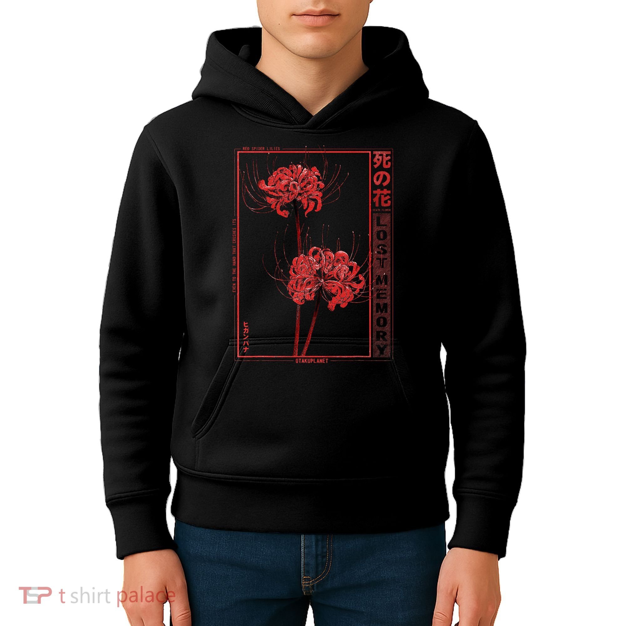 Japanese Spider Lily Soft Grunge Anime Aesthetic Flower Kids Hoodie