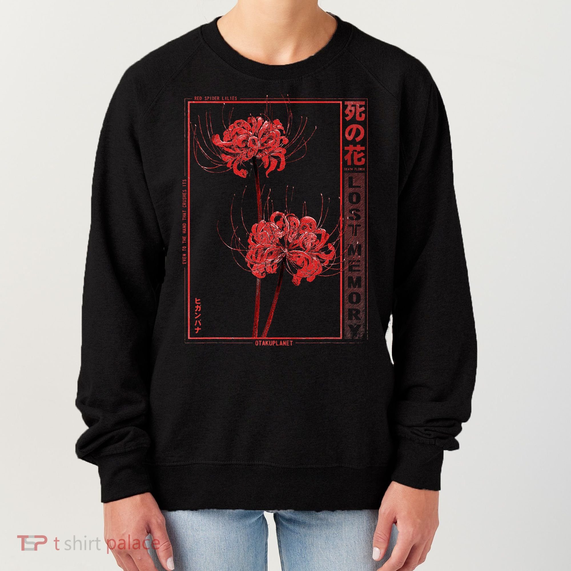 Japanese Spider Lily Soft Grunge Anime Aesthetic Flower  Women's Sweatshirt