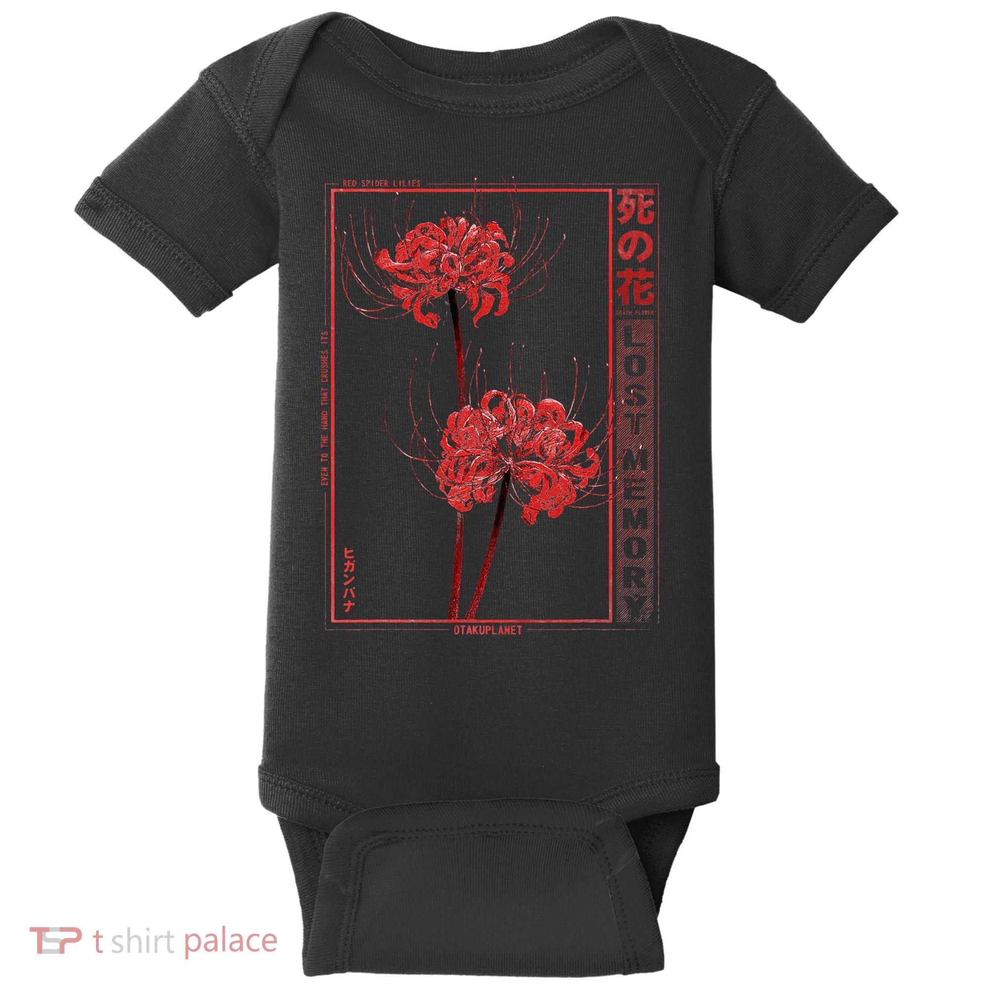 Japanese Spider Lily Soft Grunge Anime Aesthetic Flower  Baby Bodysuit
