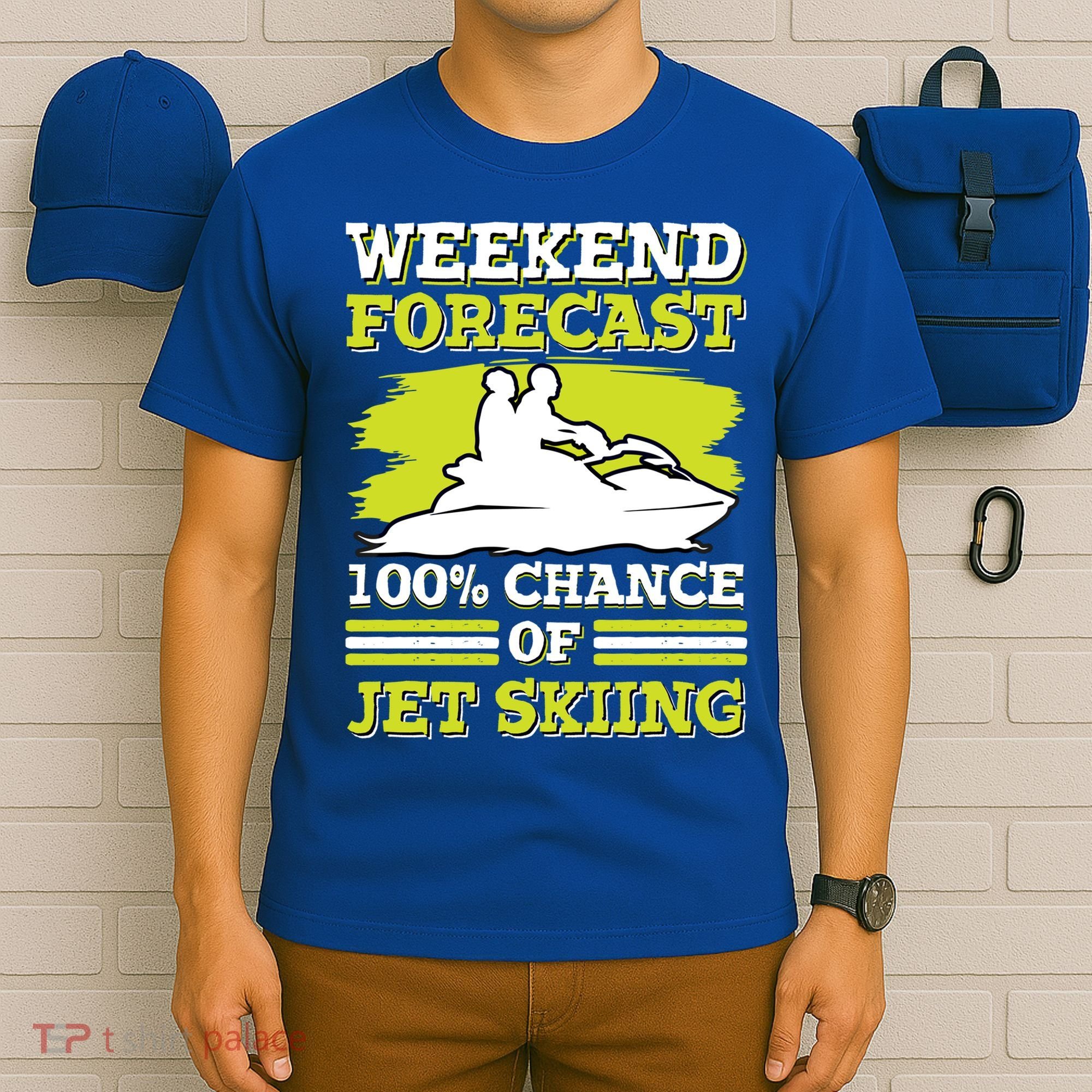 Jet Skier Lover Weekend Forcast 100% Chance Of Jet Skiing Funny Gift T-Shirt