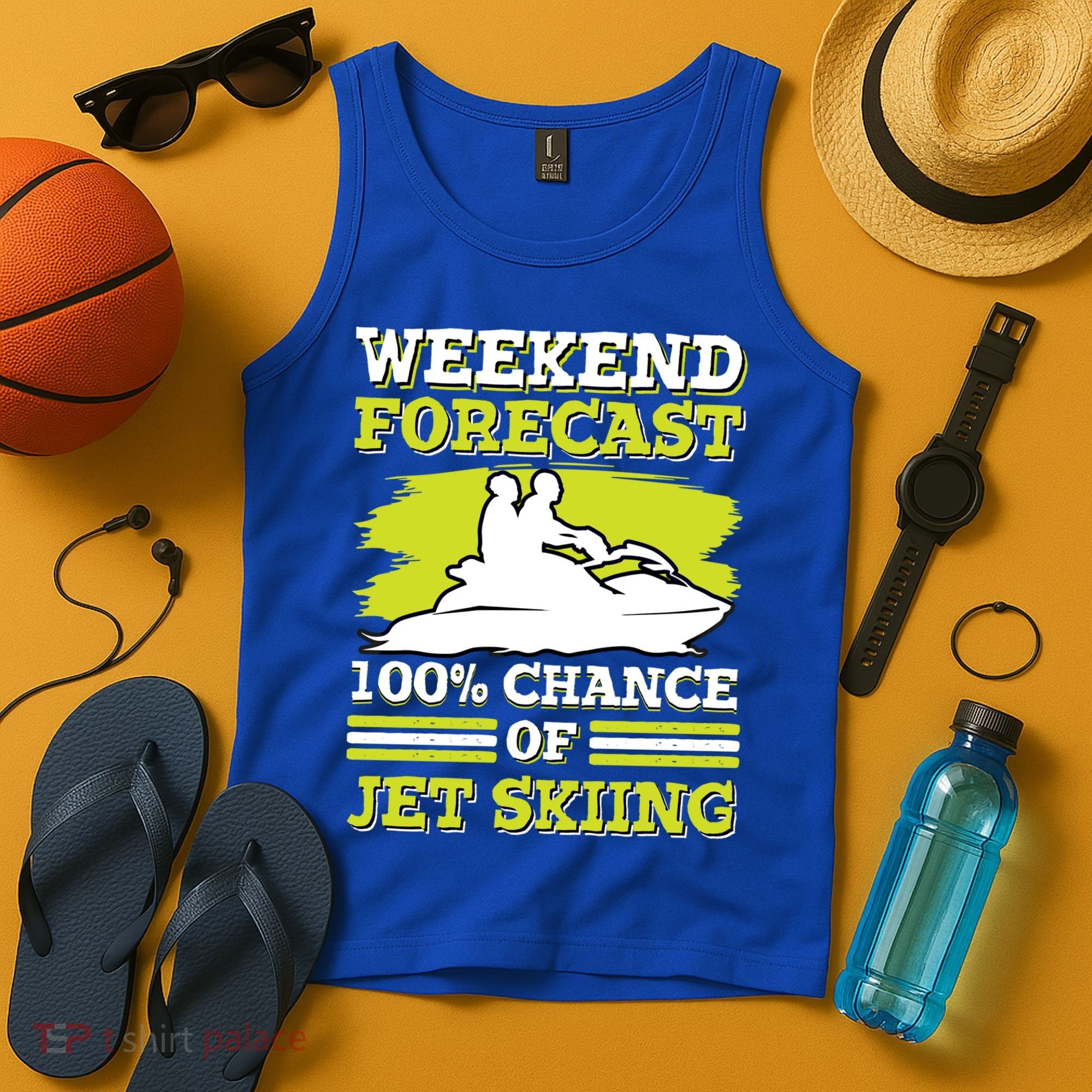 Jet Skier Lover Weekend Forcast 100% Chance Of Jet Skiing Funny Gift Tank Top