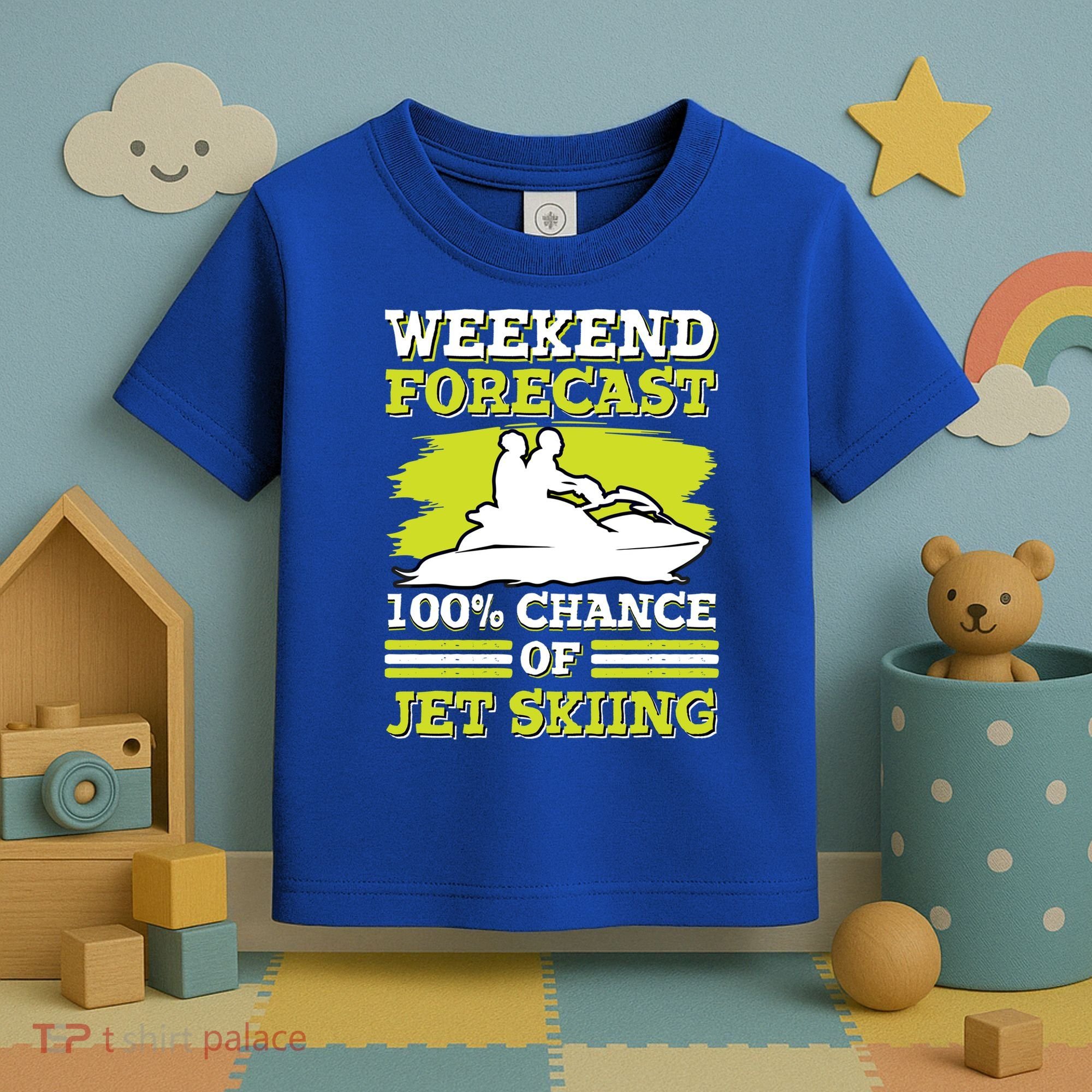 Jet Skier Lover Weekend Forcast 100% Chance Of Jet Skiing Funny Gift Toddler T-Shirt