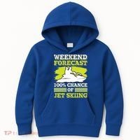 Jet Skier Lover Weekend Forcast 100% Chance Of Jet Skiing Funny Gift Kids Hoodie thumb 0