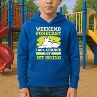 Jet Skier Lover Weekend Forcast 100% Chance Of Jet Skiing Funny Gift Kids Hoodie thumb 2