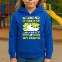 Jet Skier Lover Weekend Forcast 100% Chance Of Jet Skiing Funny Gift Kids Hoodie thumb 3