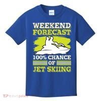 Jet Skier Lover Weekend Forcast 100% Chance Of Jet Skiing Funny Gift Kids T-Shirt thumb 0