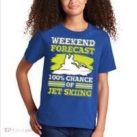 Jet Skier Lover Weekend Forcast 100% Chance Of Jet Skiing Funny Gift Kids T-Shirt thumb 2