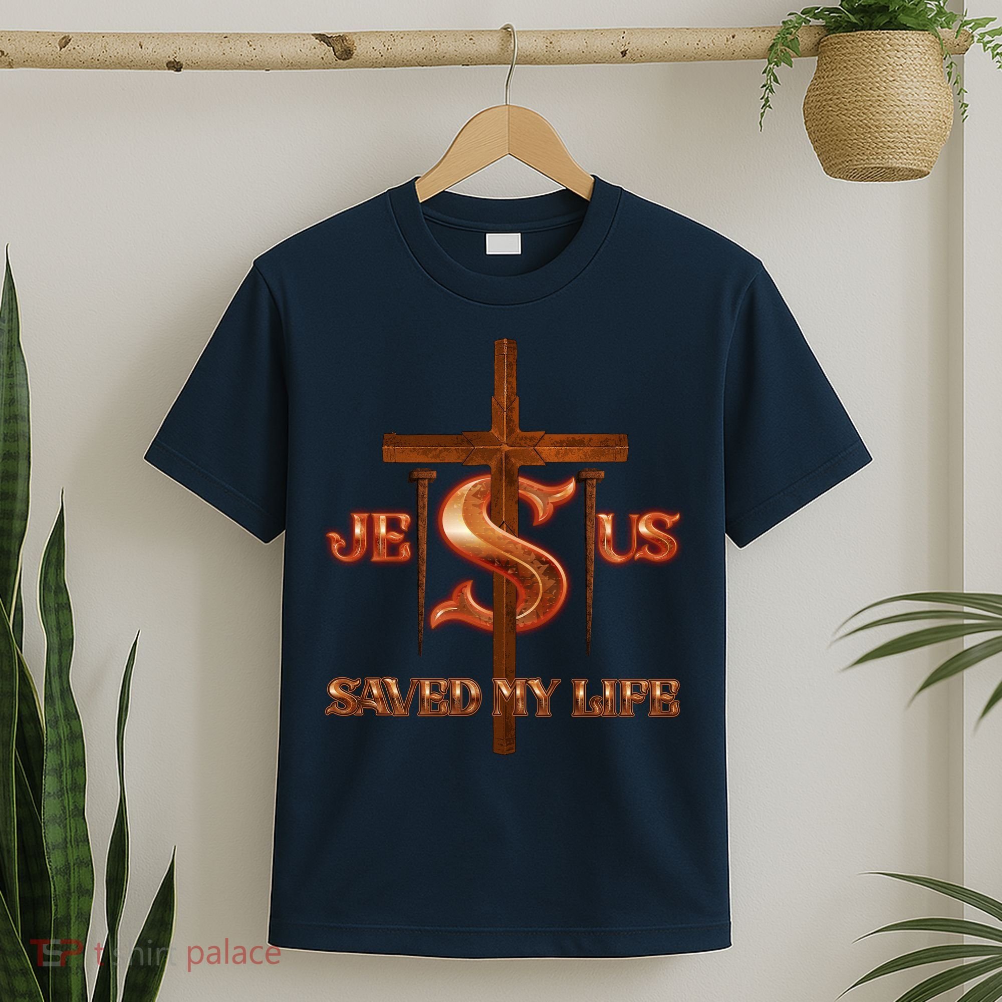 Jesus Saved My Life Metal Cross And Nails T-Shirt