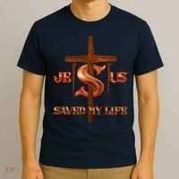 Jesus Saved My Life Metal Cross And Nails T-Shirt thumb 3