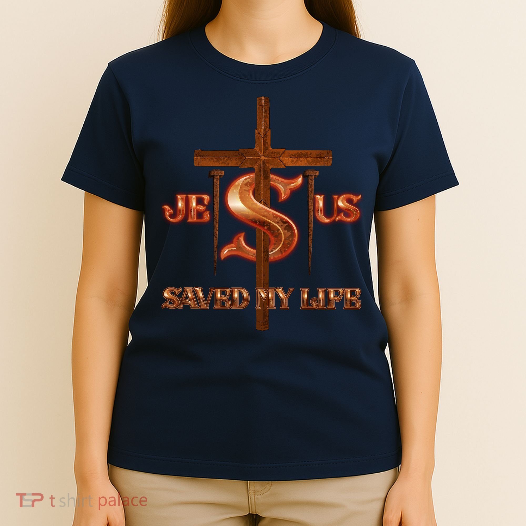 Jesus Saved My Life Metal Cross And Nails T-Shirt