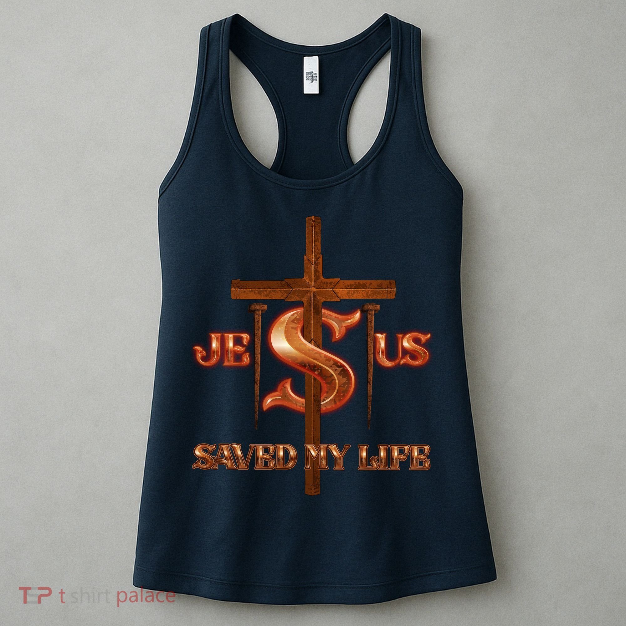Jesus Saved My Life Metal Cross And Nails Women's Tank Top