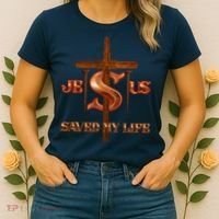 Jesus Saved My Life Metal Cross And Nails Women's T-Shirt thumb 2