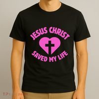 Jesus Saved My Life Breast Cancer Awareness T-Shirt thumb 3