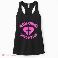 Jesus Saved My Life Breast Cancer Awareness Women's Tank Top thumb 0