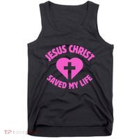 Jesus Saved My Life Breast Cancer Awareness Tank Top thumb 0
