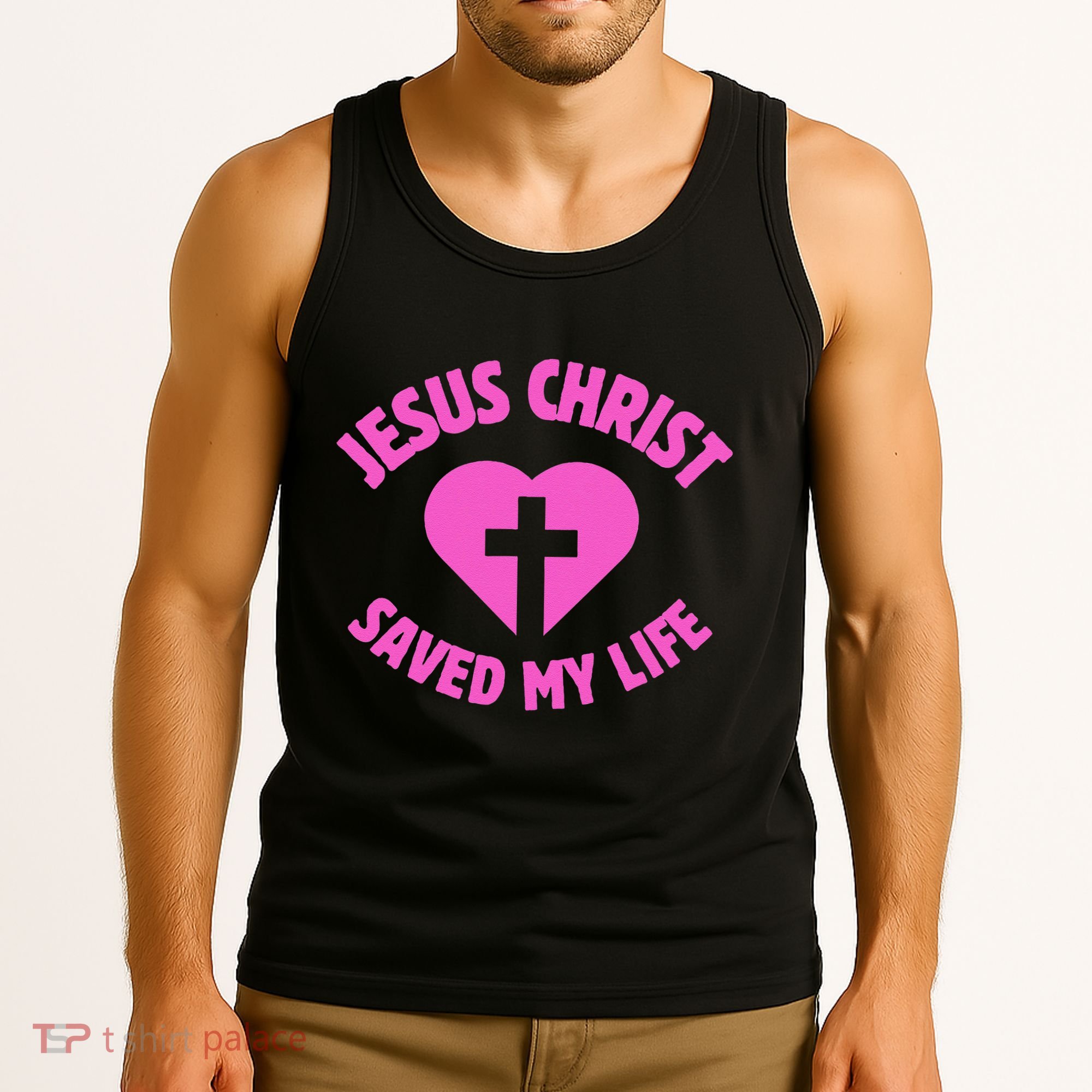 Jesus Saved My Life Breast Cancer Awareness Tank Top