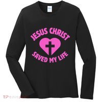 Jesus Saved My Life Breast Cancer Awareness Women's Long Sleeve Shirt thumb 0
