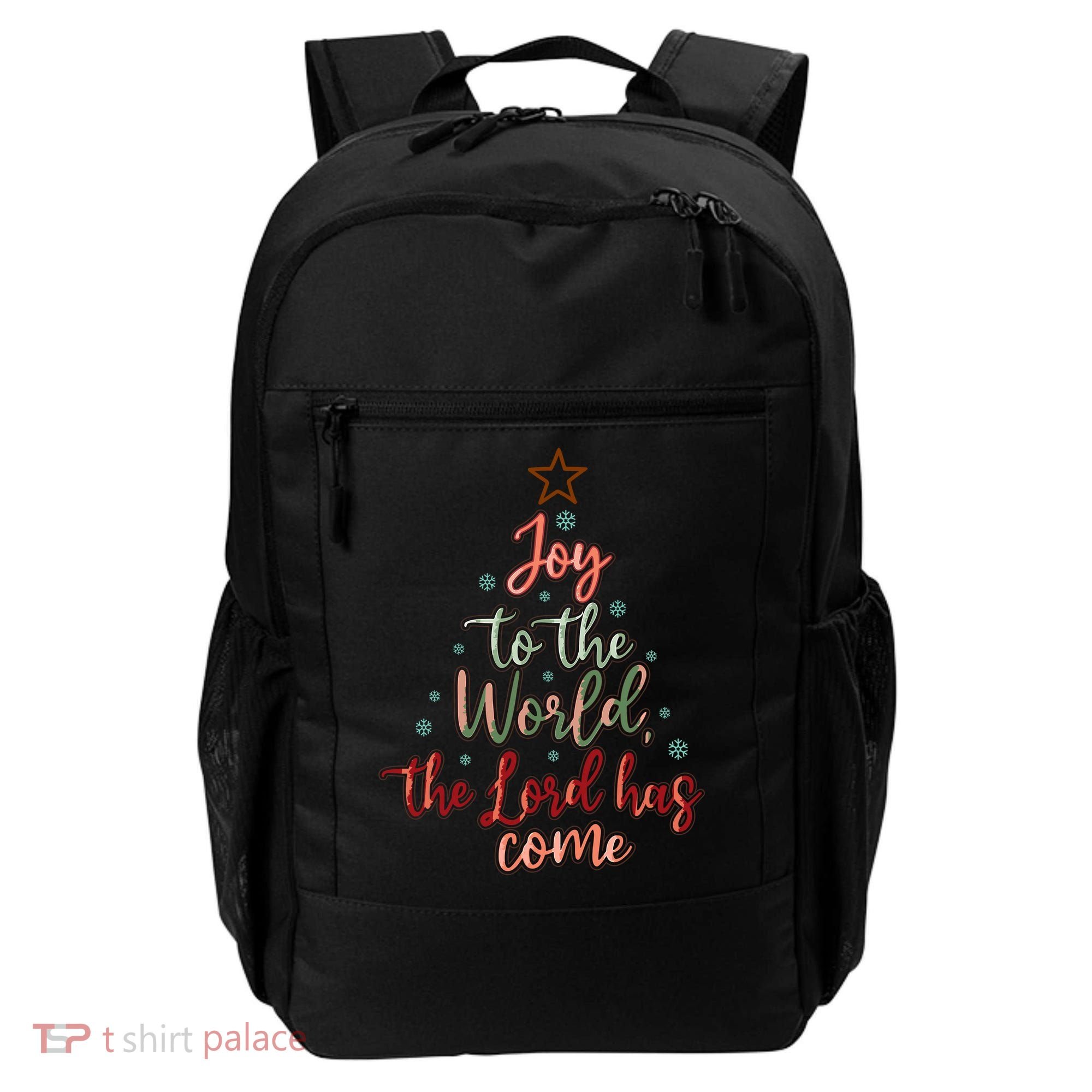 Joy Saying Merry Christmas Christian Message Xmas Tree Backpack