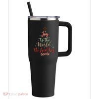 Joy Saying Merry Christmas Christian Message Xmas Tree 40oz Vacuum Insulated Stainless Steel Travel Tumbler thumb 0