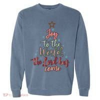 Joy Saying Merry Christmas Christian Message Xmas Tree Garment-Dyed Sweatshirt thumb 0